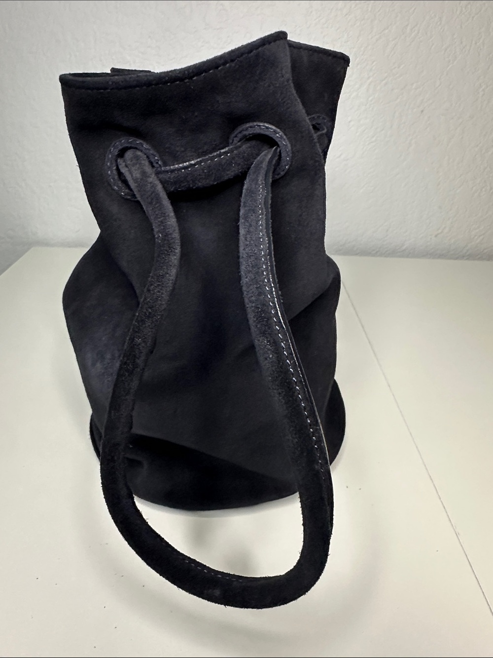 Mansur Gavriel Black Suede Drawstring Bucket Bag - Picture 5 of 11